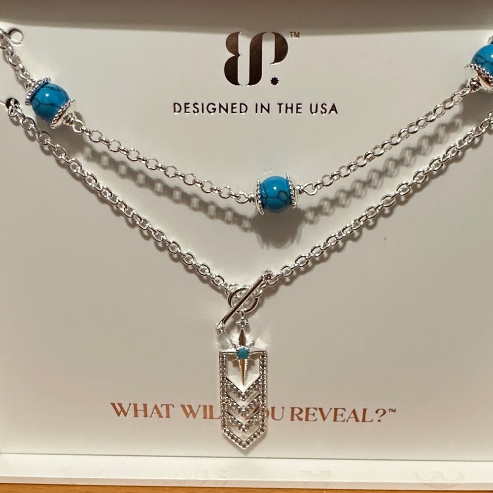 BP luxe layers  Silver Necklace with Blue Accents